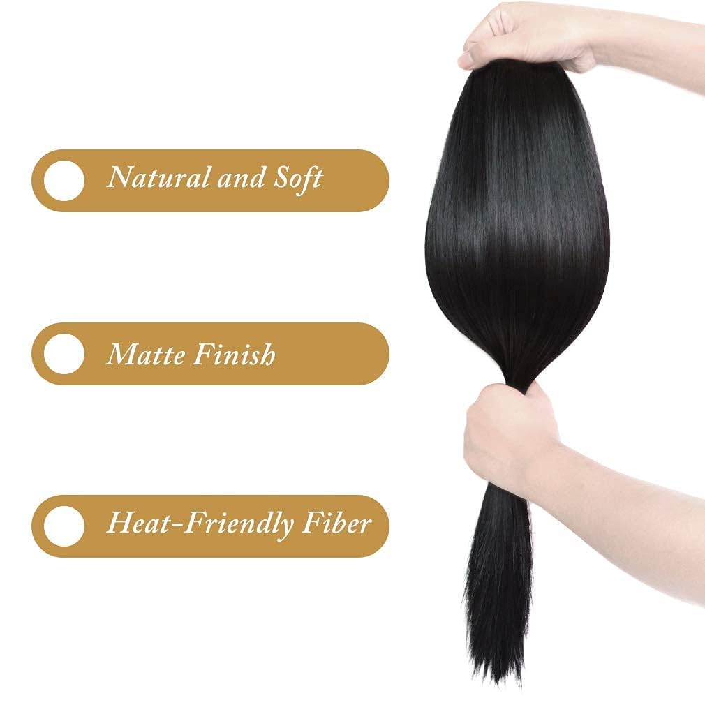 Straight 5-Clip Extensions — Natural Black — view 5