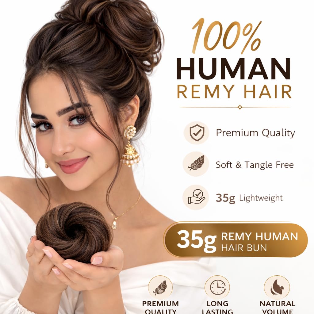 Remy Hair Bun Scrunchie — Brown — view 3