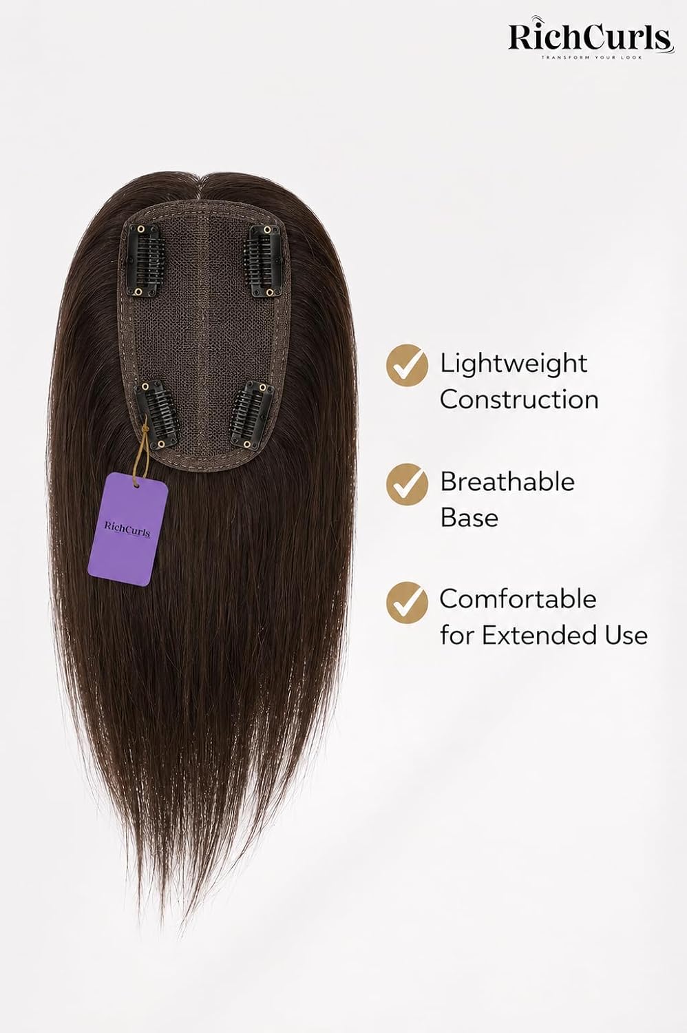 Classic Hair Topper — Natural Black — view 4