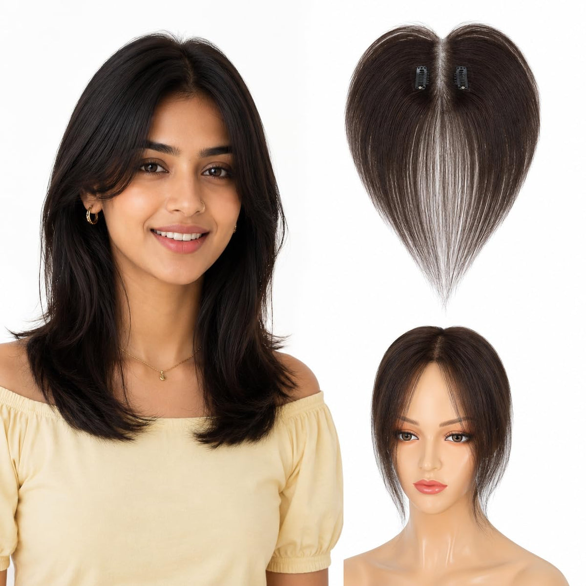 3D Hair Topper — Black
