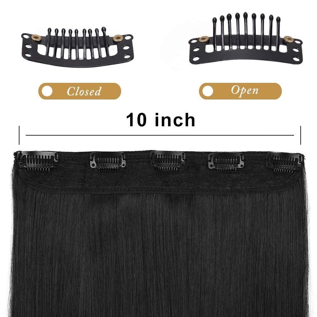Straight 5-Clip Extensions — Natural Black — view 3