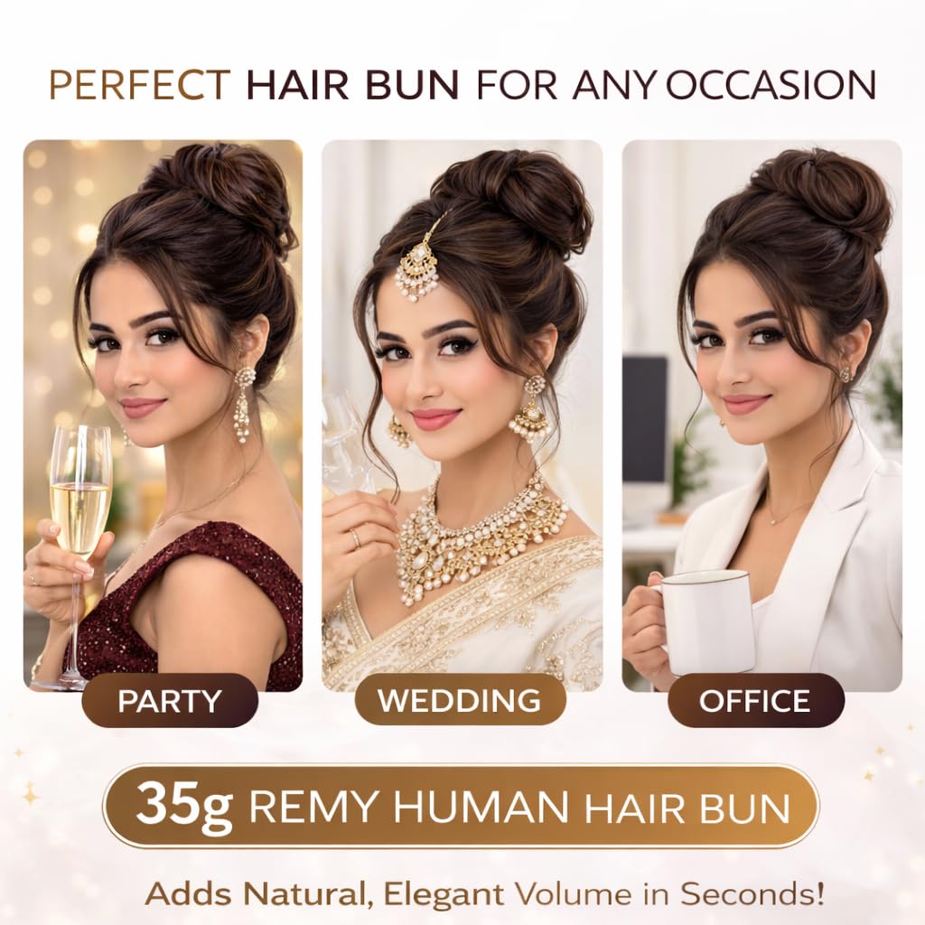 Remy Hair Bun Scrunchie — Brown — view 6