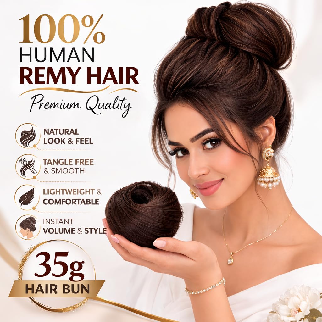 Remy Hair Bun Scrunchie — Brown — view 2