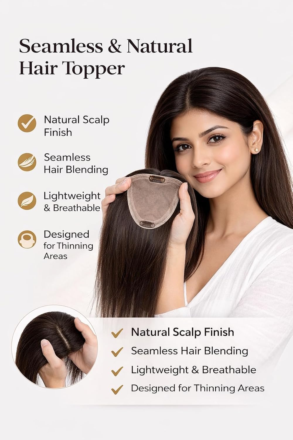 4-Clip Hair Topper — Natural Black — view 2