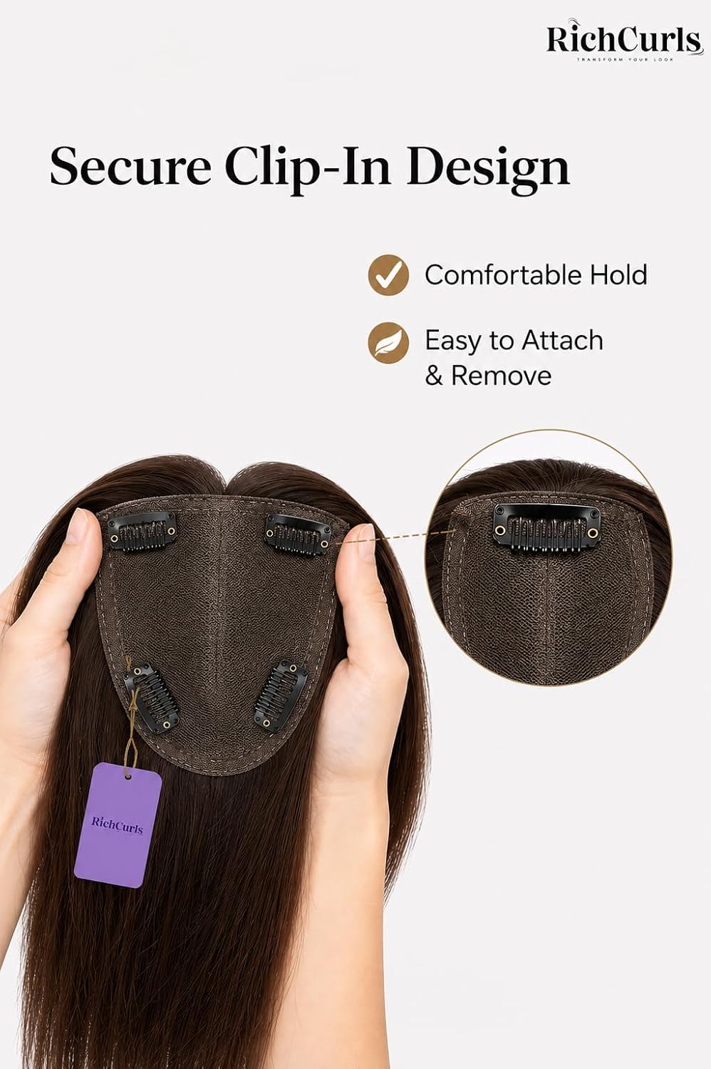 Classic Hair Topper — Natural Black — view 3