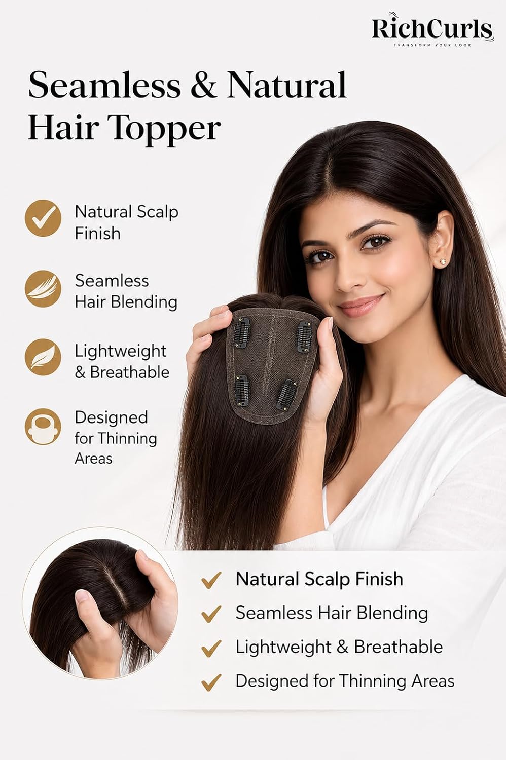 Classic Hair Topper — Natural Black — view 2