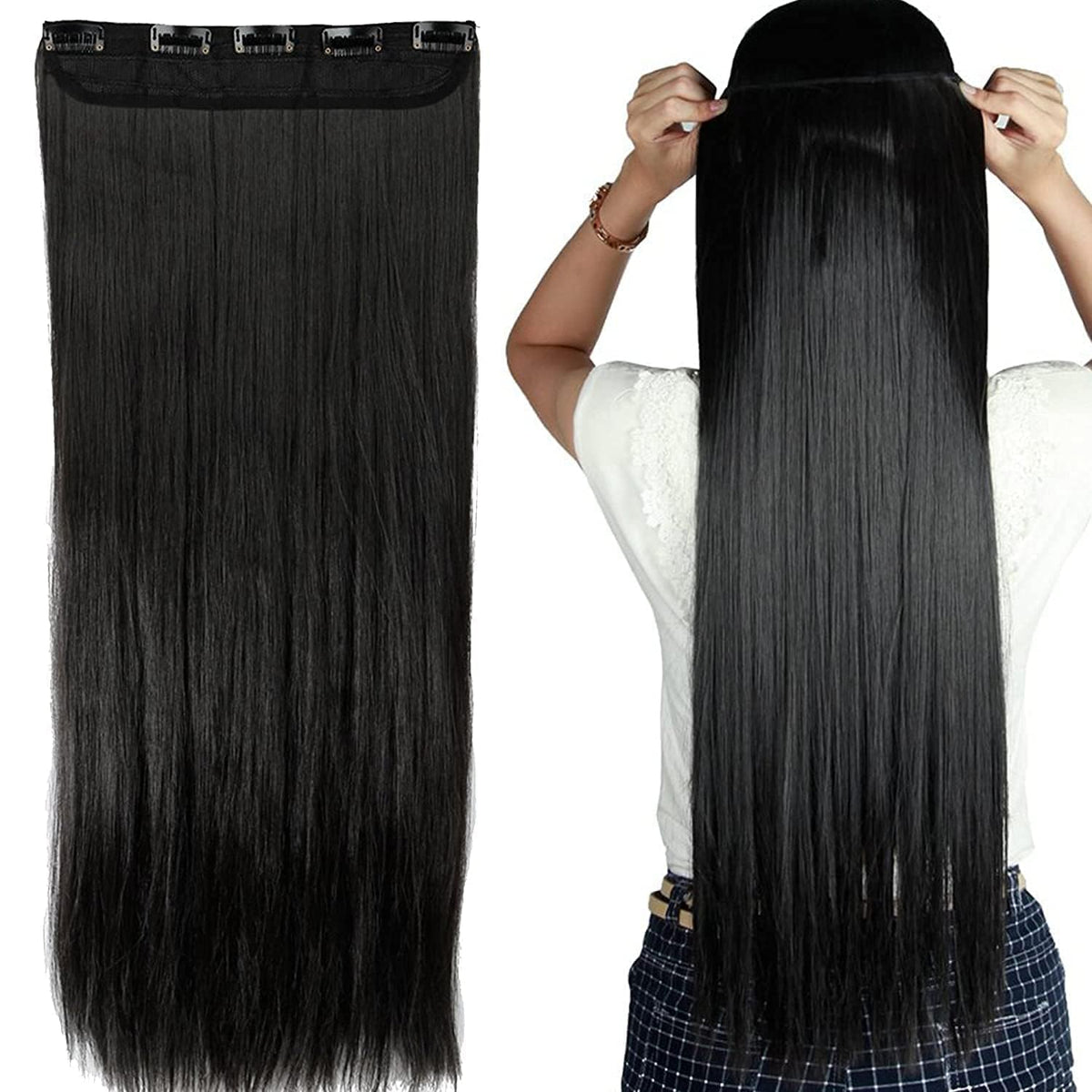 Straight 5-Clip Extensions — Natural Black