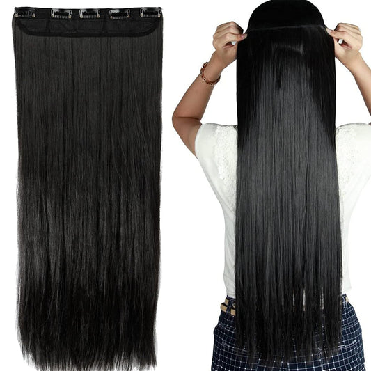 Straight 5-Clip Extensions — Natural Black