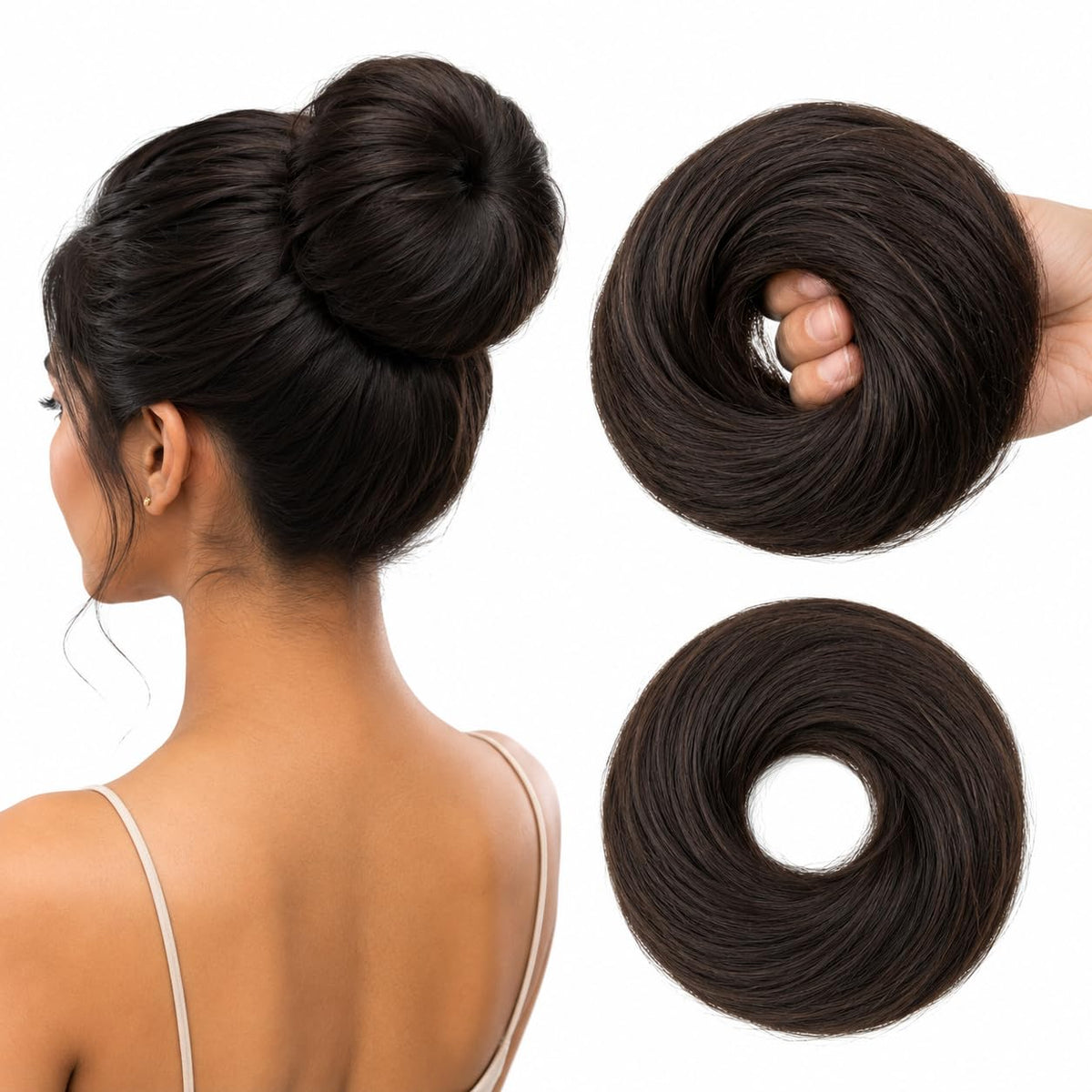 Remy Hair Bun Scrunchie — Brown
